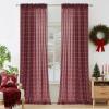 imageNICETOWN Linen Plaid Curtains 96 inches Long Grid Pattern Light Filtering Privacy Shade for Living Room Bedroom Farmhouse Rod Pocket Back Tab Semi Sheer Curtains 1 Pair Linen 52W x 96LDiagonal Check  Christmas Red