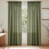 imageNICETOWN Linen Plaid Curtains 96 inches Long Grid Pattern Light Filtering Privacy Shade for Living Room Bedroom Farmhouse Rod Pocket Back Tab Semi Sheer Curtains 1 Pair Linen 52W x 96LGrid Pattern  Moss Green