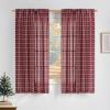 imageNICETOWN Linen Plaid Curtains 96 inches Long Grid Pattern Light Filtering Privacy Shade for Living Room Bedroom Farmhouse Rod Pocket Back Tab Semi Sheer Curtains 1 Pair Linen 52W x 96LGrid Pattern  Christmas Red