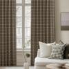 imageNICETOWN Linen Plaid Curtains 96 inches Long Grid Pattern Light Filtering Privacy Shade for Living Room Bedroom Farmhouse Rod Pocket Back Tab Semi Sheer Curtains 1 Pair Linen 52W x 96LGrid Pattern  Taupe