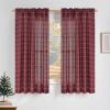 imageNICETOWN Linen Plaid Curtains 96 inches Long Grid Pattern Light Filtering Privacy Shade for Living Room Bedroom Farmhouse Rod Pocket Back Tab Semi Sheer Curtains 1 Pair Linen 52W x 96LDiagonal Check  Christmas Red