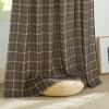 imageNICETOWN Linen Plaid Curtains 96 inches Long Grid Pattern Light Filtering Privacy Shade for Living Room Bedroom Farmhouse Rod Pocket Back Tab Semi Sheer Curtains 1 Pair Linen 52W x 96LGrid Pattern  Taupe