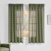 imageNICETOWN Linen Plaid Curtains 96 inches Long Grid Pattern Light Filtering Privacy Shade for Living Room Bedroom Farmhouse Rod Pocket Back Tab Semi Sheer Curtains 1 Pair Linen 52W x 96LGrid Pattern  Moss Green