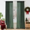 imageNICETOWN Linen Plaid Curtains 96 inches Long Grid Pattern Light Filtering Privacy Shade for Living Room Bedroom Farmhouse Rod Pocket Back Tab Semi Sheer Curtains 1 Pair Linen 52W x 96LDiagonal Check  Christmas Green