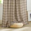 imageNICETOWN Linen Plaid Curtains 96 inches Long Grid Pattern Light Filtering Privacy Shade for Living Room Bedroom Farmhouse Rod Pocket Back Tab Semi Sheer Curtains 1 Pair Linen 52W x 96LGrid Pattern  Light Greige