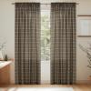 imageNICETOWN Linen Plaid Curtains 96 inches Long Grid Pattern Light Filtering Privacy Shade for Living Room Bedroom Farmhouse Rod Pocket Back Tab Semi Sheer Curtains 1 Pair Linen 52W x 96LGrid Pattern  Taupe