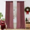 imageNICETOWN Linen Plaid Curtains 96 inches Long Grid Pattern Light Filtering Privacy Shade for Living Room Bedroom Farmhouse Rod Pocket Back Tab Semi Sheer Curtains 1 Pair Linen 52W x 96LGrid Pattern  Christmas Red