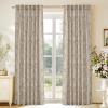 imageNICETOWN Linen Plaid Curtains 96 inches Long Grid Pattern Light Filtering Privacy Shade for Living Room Bedroom Farmhouse Rod Pocket Back Tab Semi Sheer Curtains 1 Pair Linen 52W x 96LBlue on Greyish White