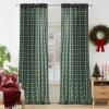 imageNICETOWN Linen Plaid Curtains 96 inches Long Grid Pattern Light Filtering Privacy Shade for Living Room Bedroom Farmhouse Rod Pocket Back Tab Semi Sheer Curtains 1 Pair Linen 52W x 96LGrid Pattern  Christmas Green