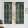 imageNICETOWN Linen Plaid Curtains 96 inches Long Grid Pattern Light Filtering Privacy Shade for Living Room Bedroom Farmhouse Rod Pocket Back Tab Semi Sheer Curtains 1 Pair Linen 52W x 96LGrid Pattern  Christmas Green