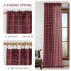 imageNICETOWN Linen Plaid Curtains 96 inches Long Grid Pattern Light Filtering Privacy Shade for Living Room Bedroom Farmhouse Rod Pocket Back Tab Semi Sheer Curtains 1 Pair Linen 52W x 96LDiagonal Check  Christmas Red