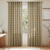 imageNICETOWN Linen Plaid Curtains 96 inches Long Grid Pattern Light Filtering Privacy Shade for Living Room Bedroom Farmhouse Rod Pocket Back Tab Semi Sheer Curtains 1 Pair Linen 52W x 96LGrid Pattern  Linen