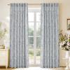 imageNICETOWN Linen Plaid Curtains 96 inches Long Grid Pattern Light Filtering Privacy Shade for Living Room Bedroom Farmhouse Rod Pocket Back Tab Semi Sheer Curtains 1 Pair Linen 52W x 96LBrown on Greyish White