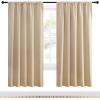 imageNICETOWN Room Darkening Curtains for Bedroom  Triple Weave Home Decoration Thermal Insulated Solid Drapes for Kitchen Biscotti Beige Set of 2 Panels 52 x 72 Inch