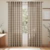 imageNICETOWN Linen Plaid Curtains 96 inches Long Grid Pattern Light Filtering Privacy Shade for Living Room Bedroom Farmhouse Rod Pocket Back Tab Semi Sheer Curtains 1 Pair Linen 52W x 96LDiagonal Check  Light Greige