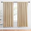 imageNICETOWN Room Darkening Curtains for Bedroom  Triple Weave Home Decoration Thermal Insulated Solid Drapes for Kitchen Biscotti Beige Set of 2 Panels 52 x 72 Inch