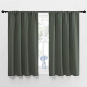 imageNICETOWN Bedroom Curtains Blackout Draperies  All Season Thermal Insulated Solid Rod Pocket Top Blackout CurtainsDrapes for Kids Room Dark Mallard 1 Pair 42 x 45 Inch