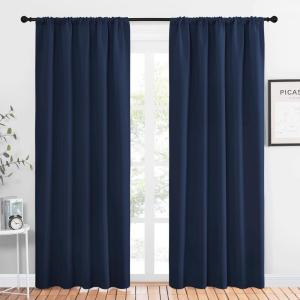 imageNICETOWN Blackout Curtain Panels for Living Room Navy 2 Panels W52 inches x L84 inches Energy Efficient ampamp Noise Reducing Thermal Insulated Rod Pocket Blackout DrapesDraperies for Window