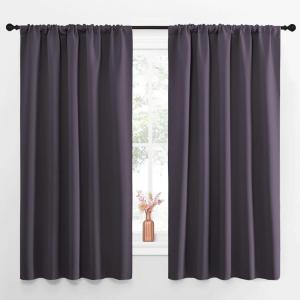 imageNICETOWN Blackout Curtains for Living Curtains Greyish Purple Set of 2 52 by 63 Inch Window Treatment Blackout Curtain Panels Home Decor Thermal Insulated Solid Drapes for Bedroom