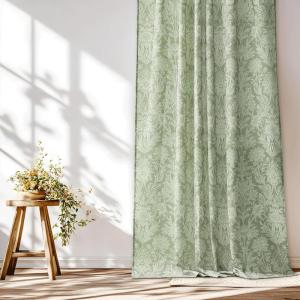 imageNICETOWN Linen Plaid Curtains 96 inches Long Grid Pattern Light Filtering Privacy Shade for Living Room Bedroom Farmhouse Rod Pocket Back Tab Semi Sheer Curtains 1 Pair Linen 52W x 96LSage Green on Greyish White