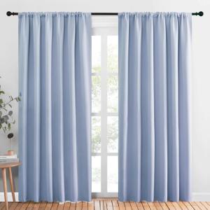 imageNICETOWN Room Darkening Curtains for Bedroom Vintage Blue Set of 2 Panels 62 x 84 Inch Triple Weave Home Decoration Thermal Insulated Solid Drapes for Patio Door