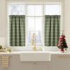 imageNICETOWN Red Christmas Buffalo Plaid Gingham Cafe 100 Blackout Curtains 36 Inch Length Farmhouse Rustic Checkered Half Window Tier Curtain for Kitchen Bathroom 26quot W x 36quot L 2 PanelsPlaid  Olive Green  White