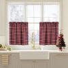 imageNICETOWN Red Christmas Buffalo Plaid Gingham Cafe 100 Blackout Curtains 36 Inch Length Farmhouse Rustic Checkered Half Window Tier Curtain for Kitchen Bathroom 26quot W x 36quot L 2 PanelsPlaid  Red Christmas  White