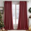 imageNICETOWN Red Christmas Buffalo Plaid Gingham Cafe 100 Blackout Curtains 36 Inch Length Farmhouse Rustic Checkered Half Window Tier Curtain for Kitchen Bathroom 26quot W x 36quot L 2 PanelsGrid Pattern  Red Christmas  White