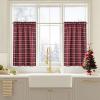 imageNICETOWN Red Christmas Buffalo Plaid Gingham Cafe 100 Blackout Curtains 36 Inch Length Farmhouse Rustic Checkered Half Window Tier Curtain for Kitchen Bathroom 26quot W x 36quot L 2 PanelsPlaid  Red Christmas  White