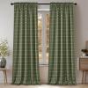 imageNICETOWN Red Christmas Buffalo Plaid Gingham Cafe 100 Blackout Curtains 36 Inch Length Farmhouse Rustic Checkered Half Window Tier Curtain for Kitchen Bathroom 26quot W x 36quot L 2 PanelsPlaid  Olive Green  White