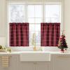 imageNICETOWN Red Christmas Buffalo Plaid Gingham Cafe 100 Blackout Curtains 36 Inch Length Farmhouse Rustic Checkered Half Window Tier Curtain for Kitchen Bathroom 26quot W x 36quot L 2 PanelsGrid Pattern  Red Christmas  White