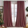 imageNICETOWN Red Christmas Buffalo Plaid Gingham Cafe 100 Blackout Curtains 36 Inch Length Farmhouse Rustic Checkered Half Window Tier Curtain for Kitchen Bathroom 26quot W x 36quot L 2 PanelsPlaid  Red Christmas  White