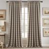 imageNICETOWN Red Christmas Buffalo Plaid Gingham Cafe 100 Blackout Curtains 36 Inch Length Farmhouse Rustic Checkered Half Window Tier Curtain for Kitchen Bathroom 26quot W x 36quot L 2 PanelsPlaid  Taupe  White