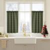 imageNICETOWN Red Christmas Buffalo Plaid Gingham Cafe 100 Blackout Curtains 36 Inch Length Farmhouse Rustic Checkered Half Window Tier Curtain for Kitchen Bathroom 26quot W x 36quot L 2 PanelsGrid Pattern  Olive Green  White