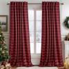 imageNICETOWN Red Christmas Buffalo Plaid Gingham Cafe 100 Blackout Curtains 36 Inch Length Farmhouse Rustic Checkered Half Window Tier Curtain for Kitchen Bathroom 26quot W x 36quot L 2 PanelsGrid Pattern  Red Christmas  White