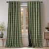 imageNICETOWN Red Christmas Buffalo Plaid Gingham Cafe 100 Blackout Curtains 36 Inch Length Farmhouse Rustic Checkered Half Window Tier Curtain for Kitchen Bathroom 26quot W x 36quot L 2 PanelsPlaid  Olive Green  White