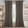 imageNICETOWN Red Christmas Buffalo Plaid Gingham Cafe 100 Blackout Curtains 36 Inch Length Farmhouse Rustic Checkered Half Window Tier Curtain for Kitchen Bathroom 26quot W x 36quot L 2 PanelsPlaid  Brown  White
