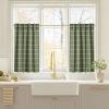 imageNICETOWN Red Christmas Buffalo Plaid Gingham Cafe 100 Blackout Curtains 36 Inch Length Farmhouse Rustic Checkered Half Window Tier Curtain for Kitchen Bathroom 26quot W x 36quot L 2 PanelsPlaid  Olive Green  White