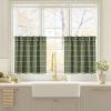 imageNICETOWN Red Christmas Buffalo Plaid Gingham Cafe 100 Blackout Curtains 36 Inch Length Farmhouse Rustic Checkered Half Window Tier Curtain for Kitchen Bathroom 26quot W x 36quot L 2 PanelsPlaid  Olive Green  White