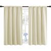 imageNICETOWN Blackout Curtains for Bedroom Home Decorations Thermal Insulated Solid Rod Pocket Blackout Drapes for Cafe Beige One Pair 42 x 45inch