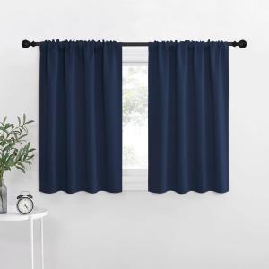 imageNICETOWN RV Blackout Curtains for Camper Windows Kitchen Curtains Short Blackout Curtains ampamp Drapes Thermal Insulated Rod Pocket Window Treatment Draperies for Nursery Navy 29quot x 30quot Set of 2