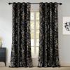 imageNICETOWN 100 Blackou Curtains for Living Room Bedroom Silver and Gold Patterned Marble Print Full Light Blocking Thermal Insulated Noise Reducing Grommet Modern Drapes W52xL96 2 Panels BeigeBlack