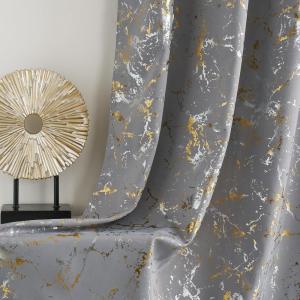 imageNICETOWN 100 Blackou Curtains for Living Room Bedroom Silver and Gold Patterned Marble Print Full Light Blocking Thermal Insulated Noise Reducing Grommet Modern Drapes W52xL96 2 Panels BeigeSilver Grey
