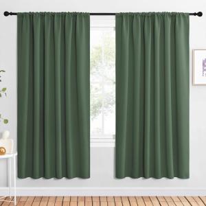 imageNICETOWN 2 Panels Blackout Curtains Rod Pocket Window Curtains Room Darkning Drapes for BedroomLiving Room Thermal Insulated Solid Draperies for Home OfficeStudy 62 by 72Inch Dark Mallard
