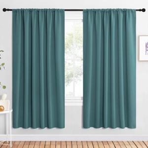 imageNICETOWN Bedroom Window Curtain Panels Sea Teal 2 Panels 62 in x 72 in W x L Window Treatment Thermal Insulated Rod Pocket Room Darkening CurtainsDrapes for Patio Door