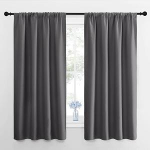 imageNICETOWN Blackout Curtains Panels for Bedroom  Thermal Insulated Rod Pocket Window Blackout DrapesDraperies for Living Room 2 Panels W42 x L63 inches Grey