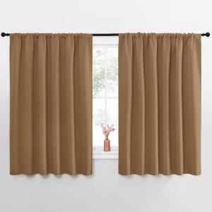 imageNICETOWN Blackout Curtains for Bedroom Blackout Curtain Panels Gold Brown 1 Pair 70 by 63inch Window Treatment Energy Saving Thermal Insulated Solid Rod Pocket Blackout DrapesDraperies