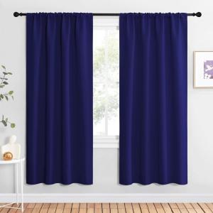 imageNICETOWN Blackout Curtains for Living Curtains Navy Blue 2 Panels 42 by 72 Room Darkening Window Curtain Panels EasyCare Solid Thermal Insulated DraperiesDrapes for Daughter Room