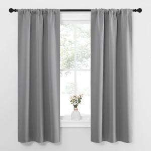 imageNICETOWN Kitchen Window Curtains 63 Long  Home Decoration Thermal Insulated Rod Pocket Blackout Blinds ampamp Drapes for Small Windows Silver Grey 2 Panels W34 x L63 Inch