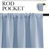 imageNICETOWN Kitchen Curtains Short Blackout Drapes Vintage Blue 34 in x 45 in W x L Set of 2 Thermal Insulated Rod Pocket Window Treatment Draperies for Nursery
